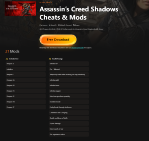 Assassin’s Creed Shadows Cheats & Mods